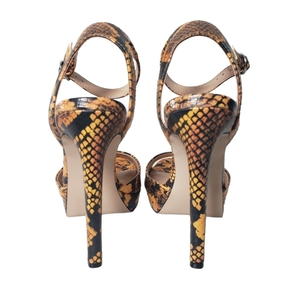 Steve Madden Luv Yellow Snake Platform Stiletto Buckle Open Toe Heels. Sz 7.5 - Picture 6 of 11